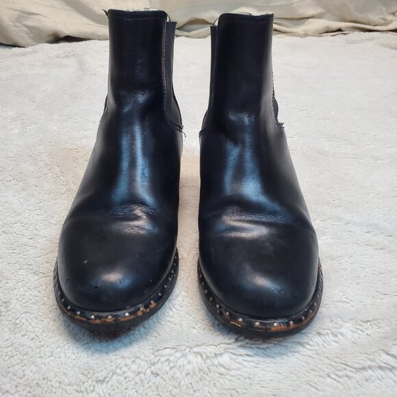 Ugg Black Leather Cavalari Gothic Biker Luxury Punk Moto Pull On Ankle Boots 8 - Picture 2 of 14
